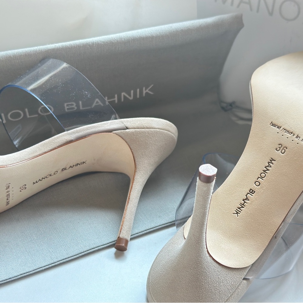Manolo Blahnik 90mm Scolto Pvc Two Strap